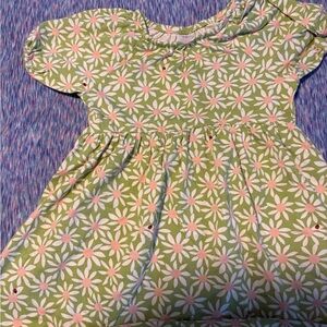 Hanna Andersson Green Dress with Pink and White Floral Pattern